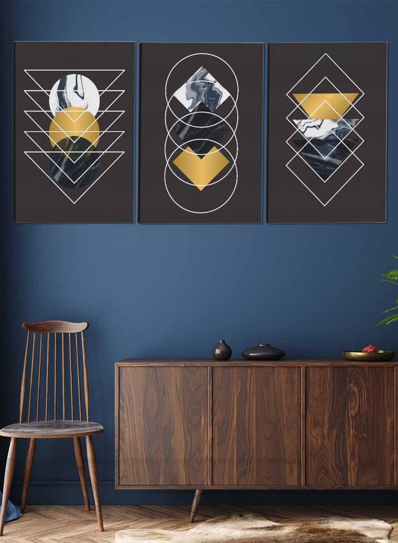 Triangles Circles Rhombuses Abstract Paintings(set of 3)