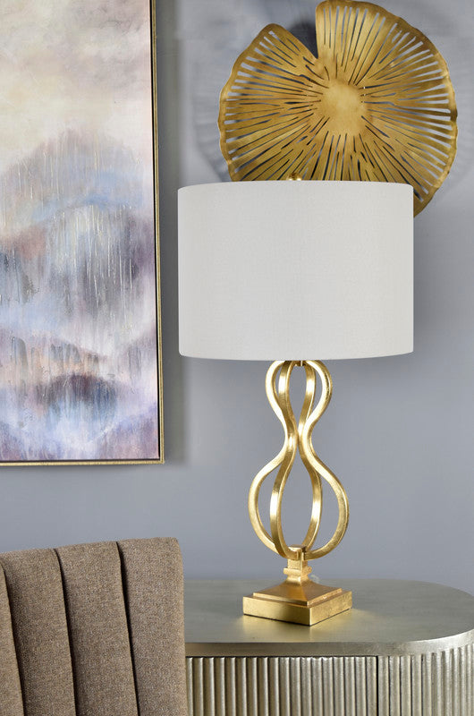 33.5 HT TABLE LAMP  17X17X12 SHADE;Gold Foil finish