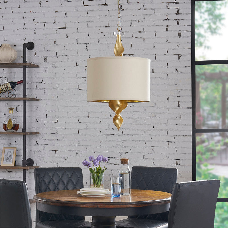 Twister Shade 31 H Gold Foil Finish Pendant Lamp