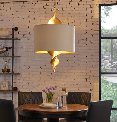 Twister Shade 31 H Gold Foil Finish Pendant Lamp