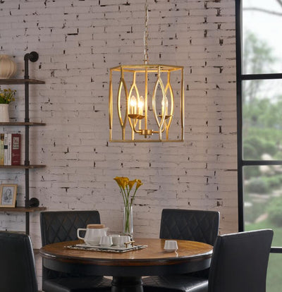 Gold Boxed Leaf Foil Finish Pendant Lamp