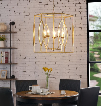 Gold Boxed Leaf Foil Finish Pendant Lamp