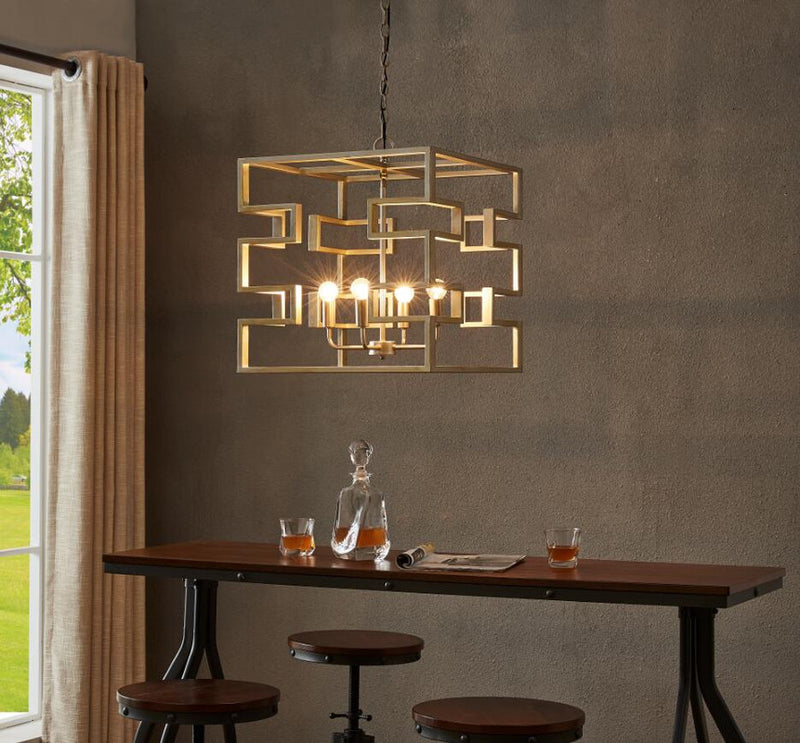 Puzzled Box Brass Leaf Finish Pendant Lamp