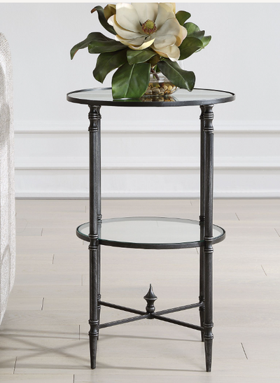 Henzler 40 W x 63 H x 40 D Round Accent Table with Mirror Top