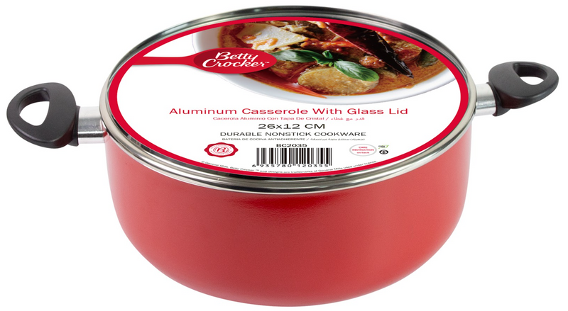 Betty Crocker Teflon Casserole & Lid (26CM-Thickness 2.5MM)