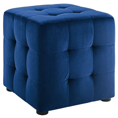 Alhome Velvet  Pouf  - Malaysian Wood (40x40x45)