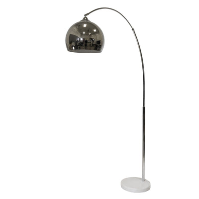 METAL 77 ARCH FLOOR LAMP W/ MARBLE BASE, SILVER