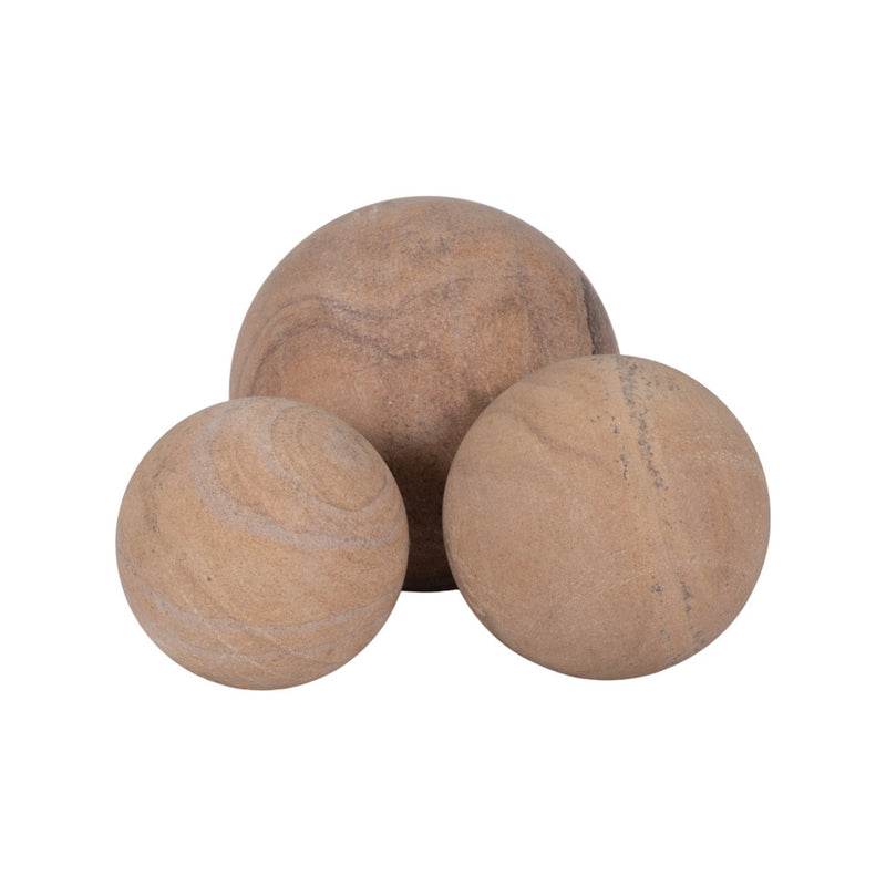 S/3 3/5 MAVERICK SANDSTONE SPHERES, NATURAL