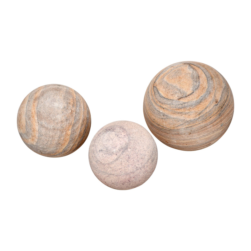 S/3 3/5 MAVERICK SANDSTONE SPHERES, NATURAL