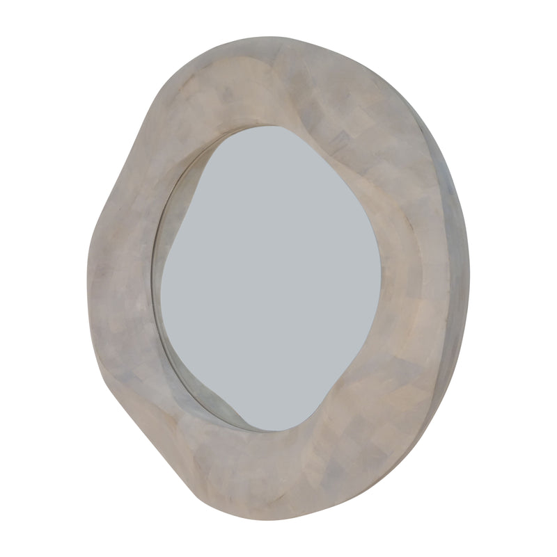 36X36 CAILEN TXTURED ROUND WOODEN MIRROR,WHITEWASH