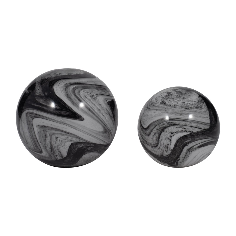 S/2 5/6 KATRINA GRAY SWIRL SPHERES