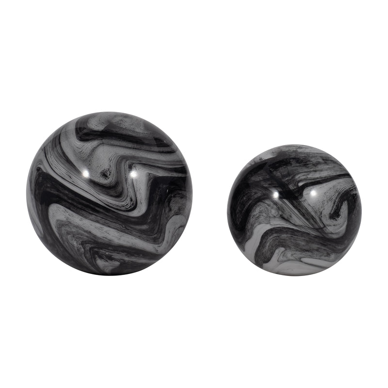 S/2 5/6 KATRINA GRAY SWIRL SPHERES