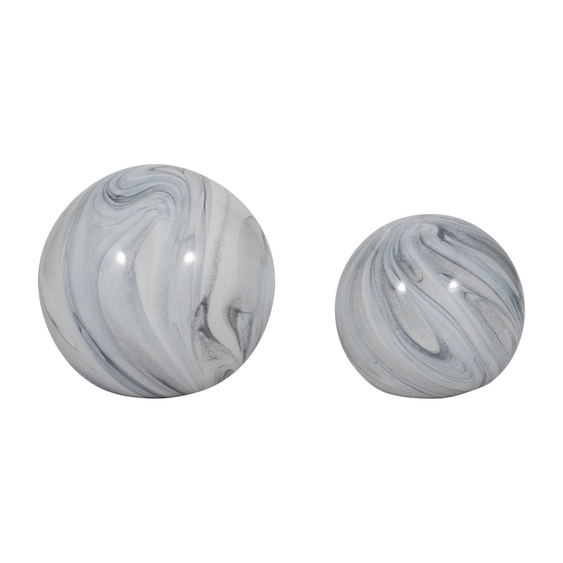 S/2 5/6 SERENITY BLUE SWIRL SPHERES