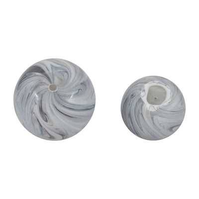 S/2 5/6 SERENITY BLUE SWIRL SPHERES