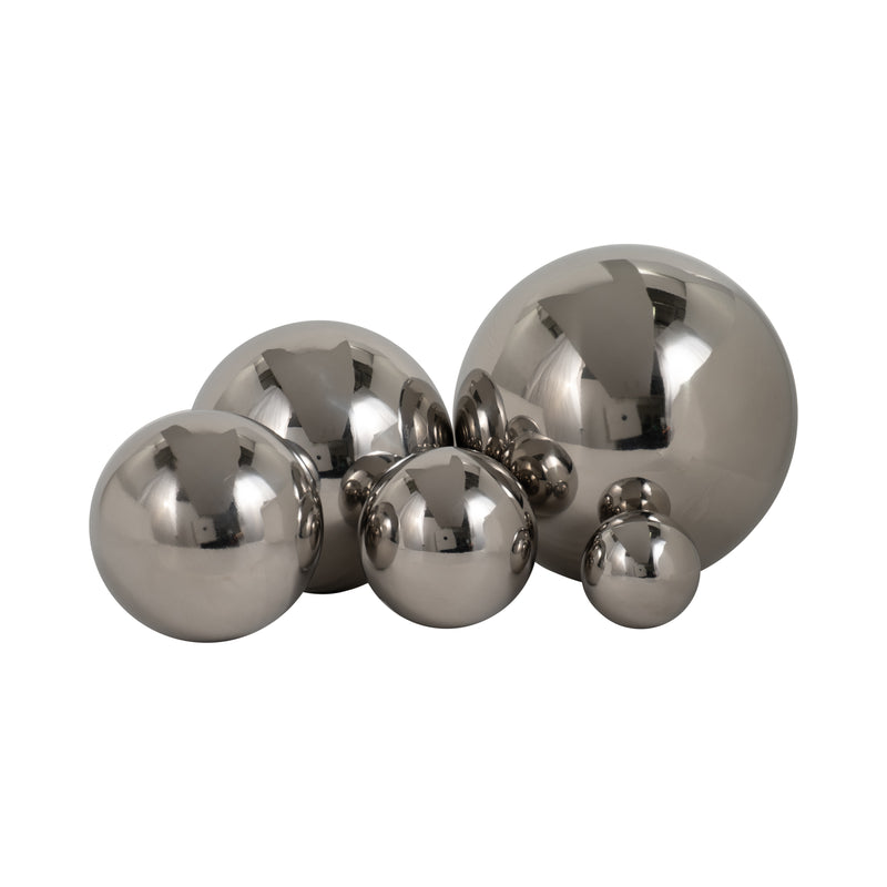 S/5 2/3/4/5/6 ADAGIO STEEL SPHERES DECO BALLS,