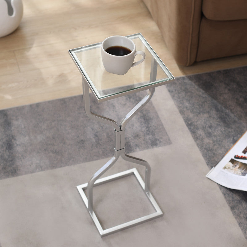 HOUR GLASS SILVER SIDE TABLE