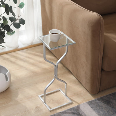 HOUR GLASS SILVER SIDE TABLE