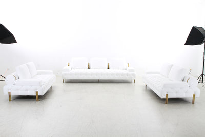 Tufting White 4 Seater Sofa