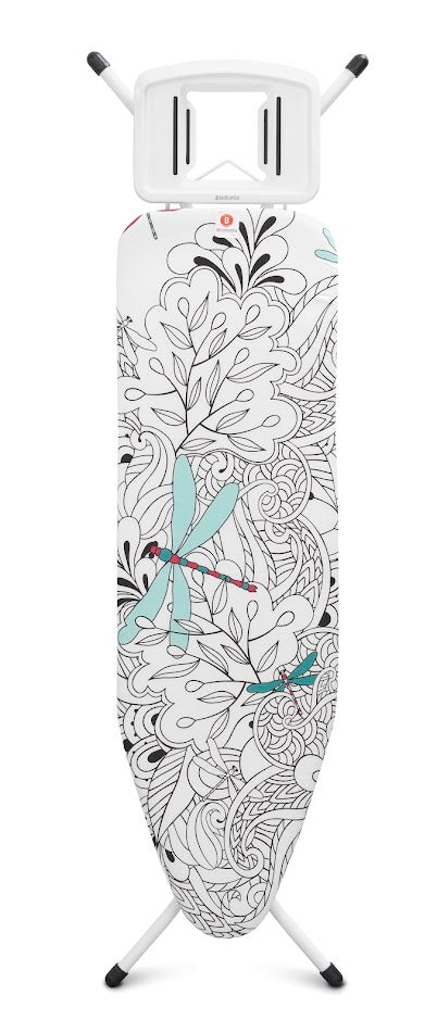 Brabantia Ironing Board B, 124x38 cm Solid Steam Iron Rest Dragon Fly