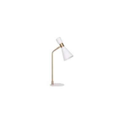 21 METAL TABLE LAMP, WHITE/GOLD