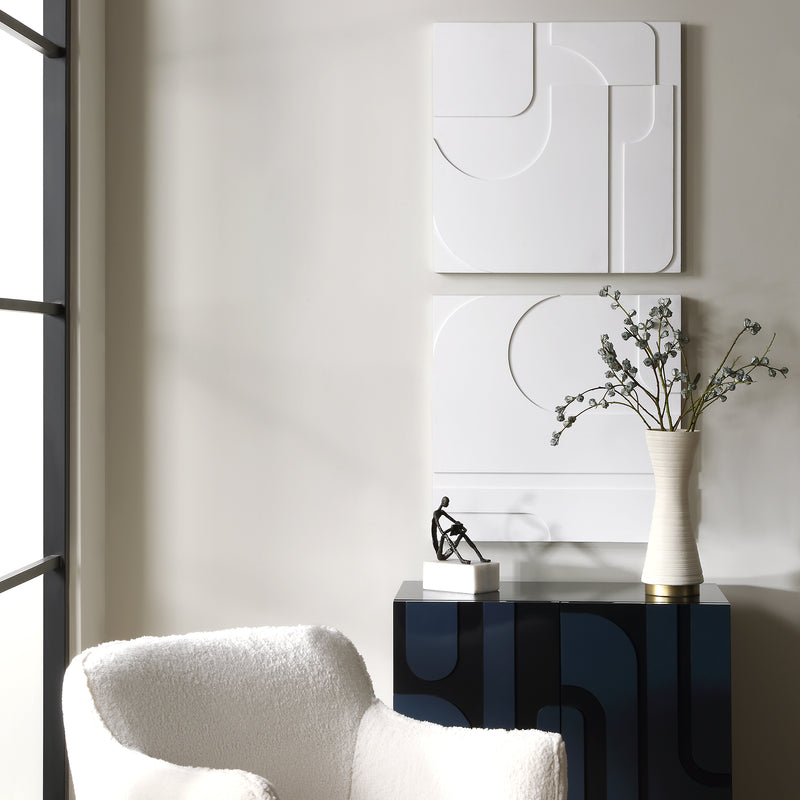 Contours White Wall Decor, S/2