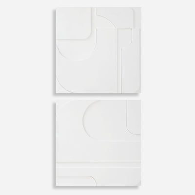 Contours White Wall Decor, S/2