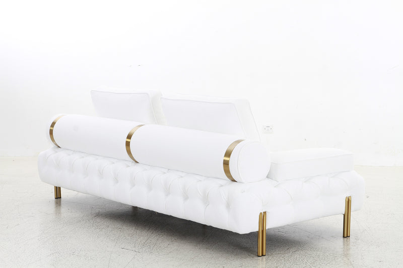 Tufting White Loveseat