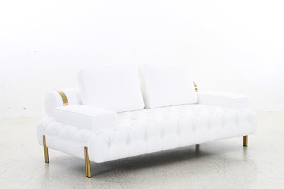 Tufting White Loveseat