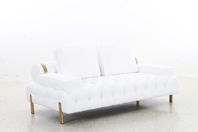 Tufting White Loveseat