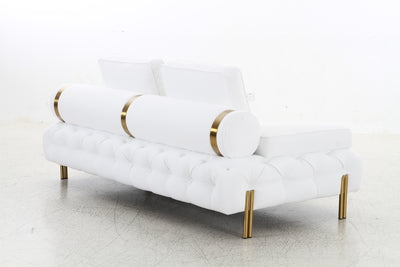 Tufting White Loveseat