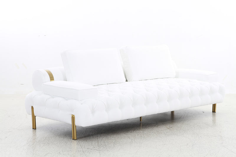 Tufting White 3 Seater Sofa