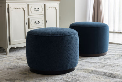 Navy Boucle Ottoman W55.5xH44cm