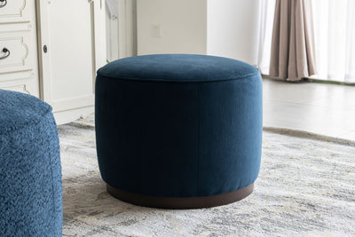 Blue Linen Ottoman W55.5xH44cm