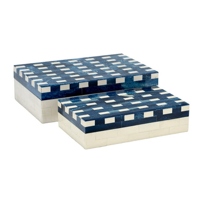 Resin S/2 Plaid Boxes, Blue