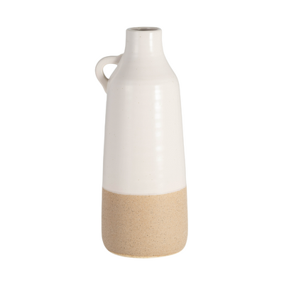 CER, 12 BOTTLE VASE, WHITE/TAN