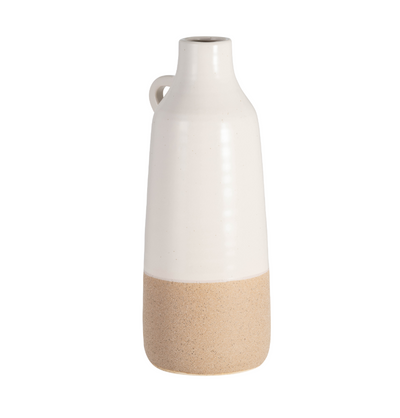 CER, 12 BOTTLE VASE, WHITE/TAN