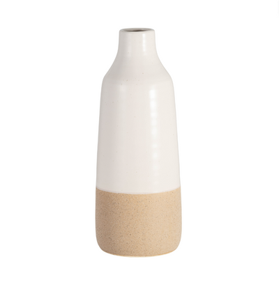 CER, 12 BOTTLE VASE, WHITE/TAN