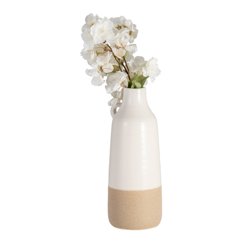 CER, 12 BOTTLE VASE, WHITE/TAN