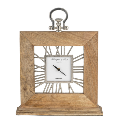 13X16 MANGO WOOD TABLE CLOCK, NATURAL