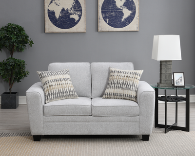 Confa Grey Loveseat with Two Pillows