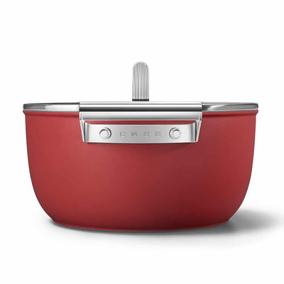 Smeg 50's Style Retro Non-Stick Casserole Dish Cookware 24 cm, Red