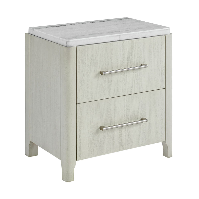 South Beach Light Grey 2-Drawer Nightstand Top Marble With Usb