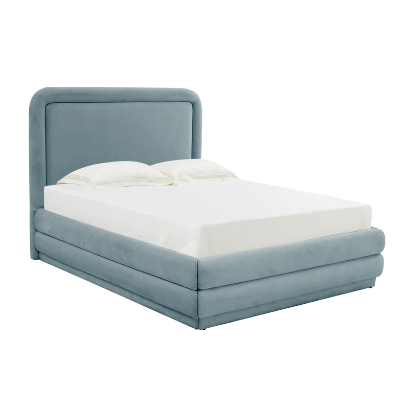 Briella Bluestone Velvet Bed in Queen