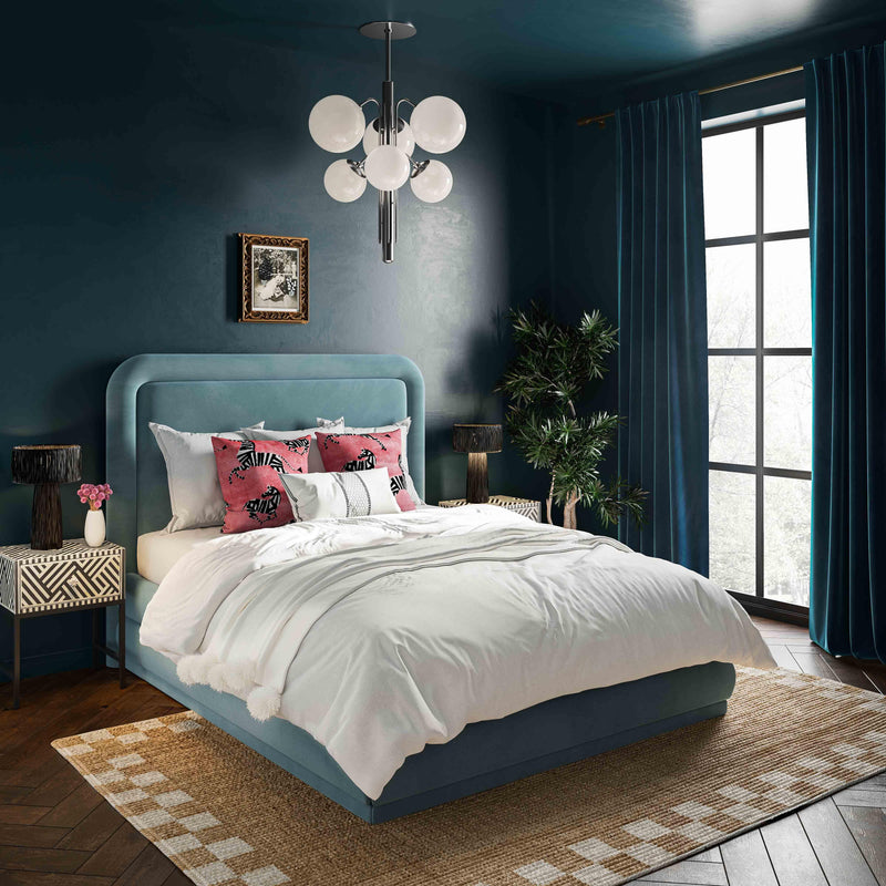 Briella Bluestone Velvet Bed in Queen