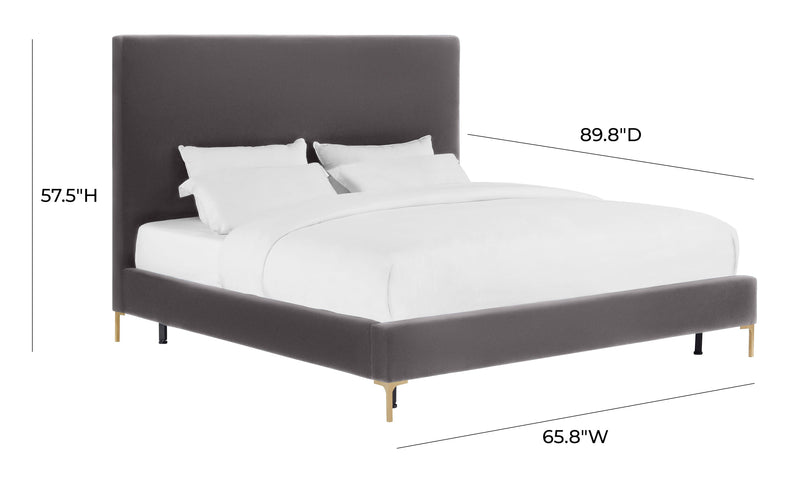 Delilah Grey Velvet Bed in Queen