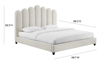 Celine Cream Velvet Bed in Queen