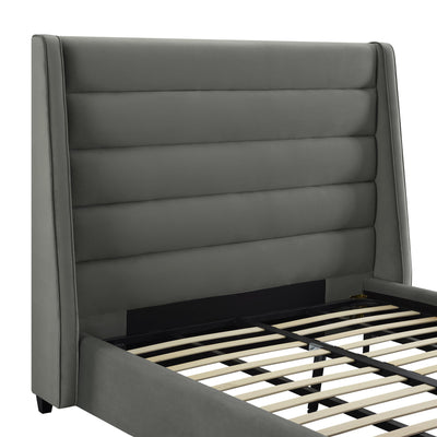 Koah Grey Velvet Bed in King