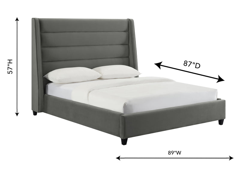 Koah Grey Velvet Bed in King