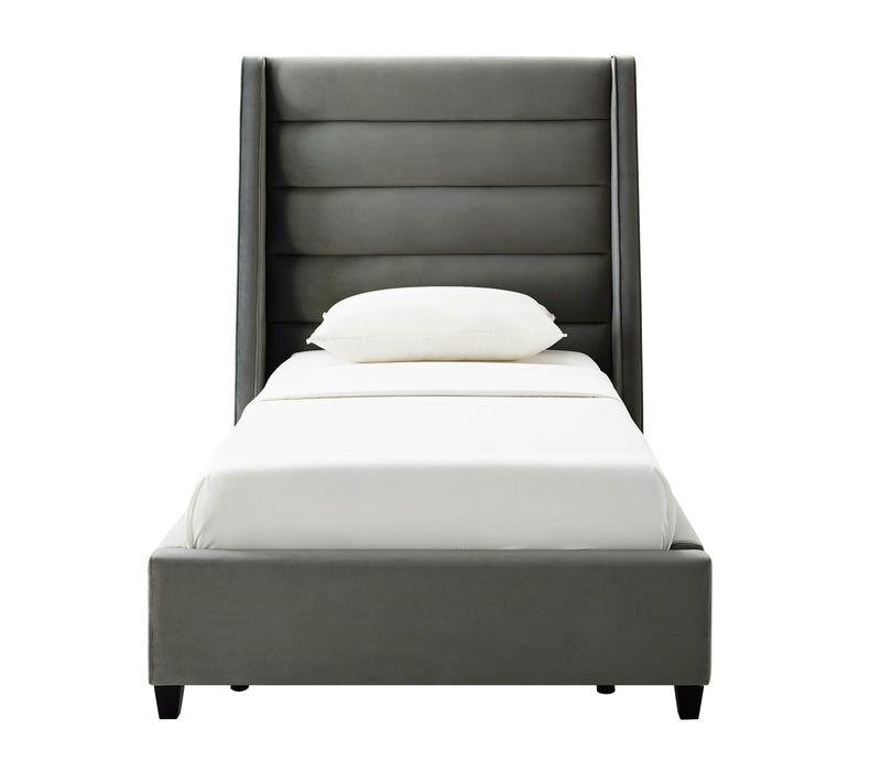 Koah Grey Velvet Bed in Twin