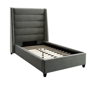 Koah Grey Velvet Bed in Twin